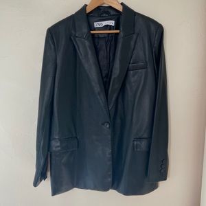 Zara Blazer Faux Leather size L